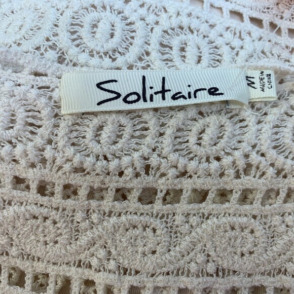 Solitaire Women's Dress Medium Beige Crochet Sleeveless 2 Piece - Picture 7 of 10